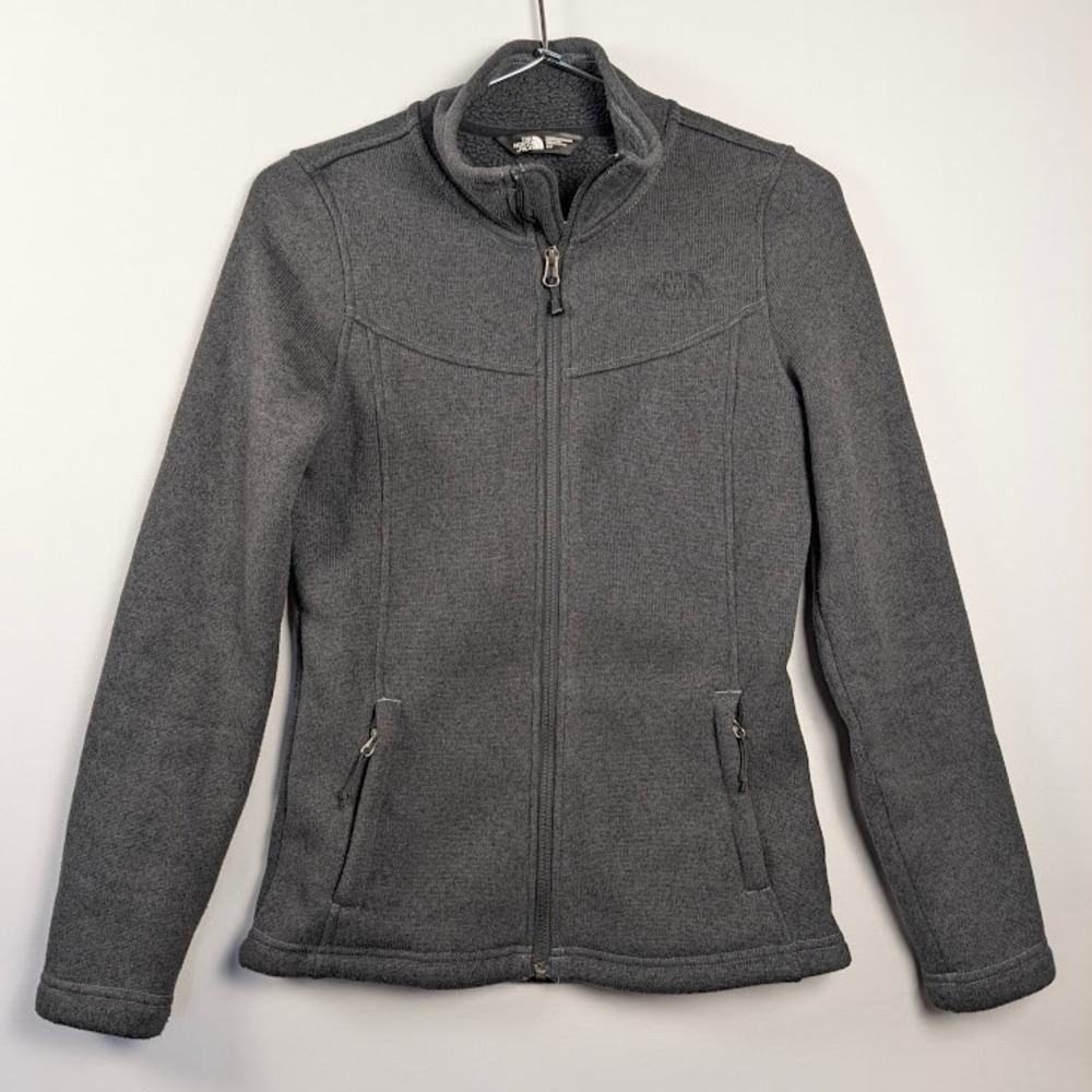 The North Face Full Zip Sweater Jacket Women SMALL Charcoal Gray NF0A2RFH MINT